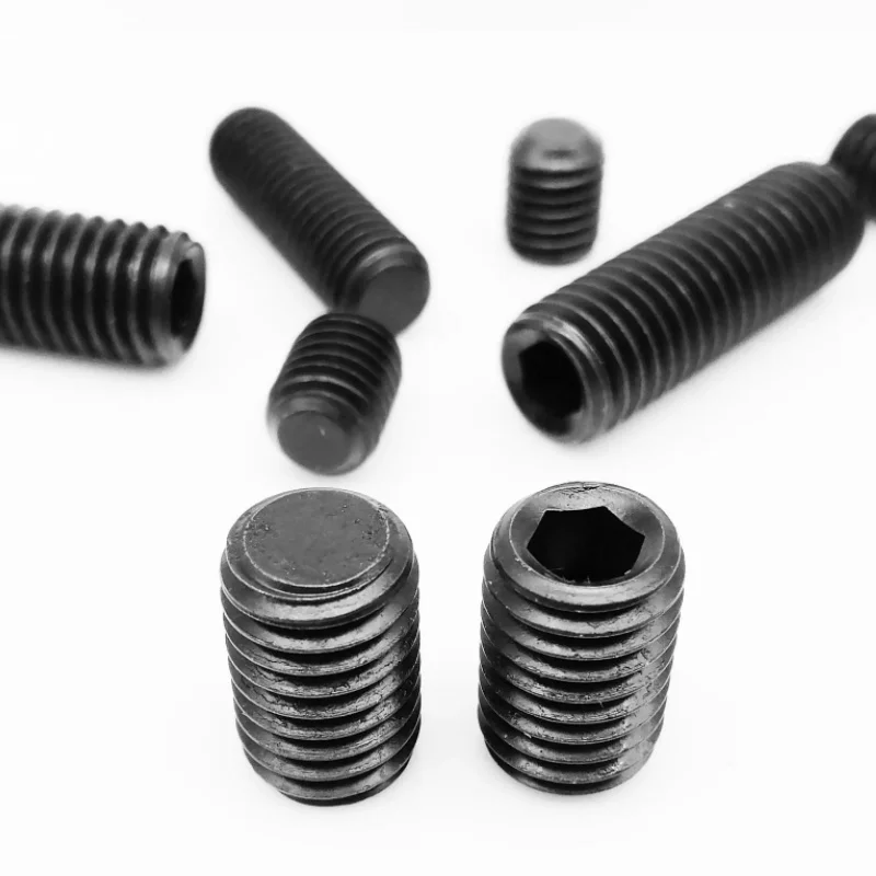 Black 12.9 Grade Steel Hex Hexagon Socket Flat End Grub Screws Headless Bolt M1.6 M2 M2.5 M3 M4 M5 M6 M8 M10 M12 M16 Set Screw