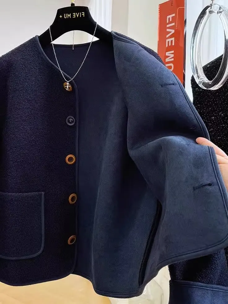 Sli Lamb Velvet Jaet 2025 New Faion Women's Coat Autumn Winter Leather Fur Inteated Cotton Polyester Blend