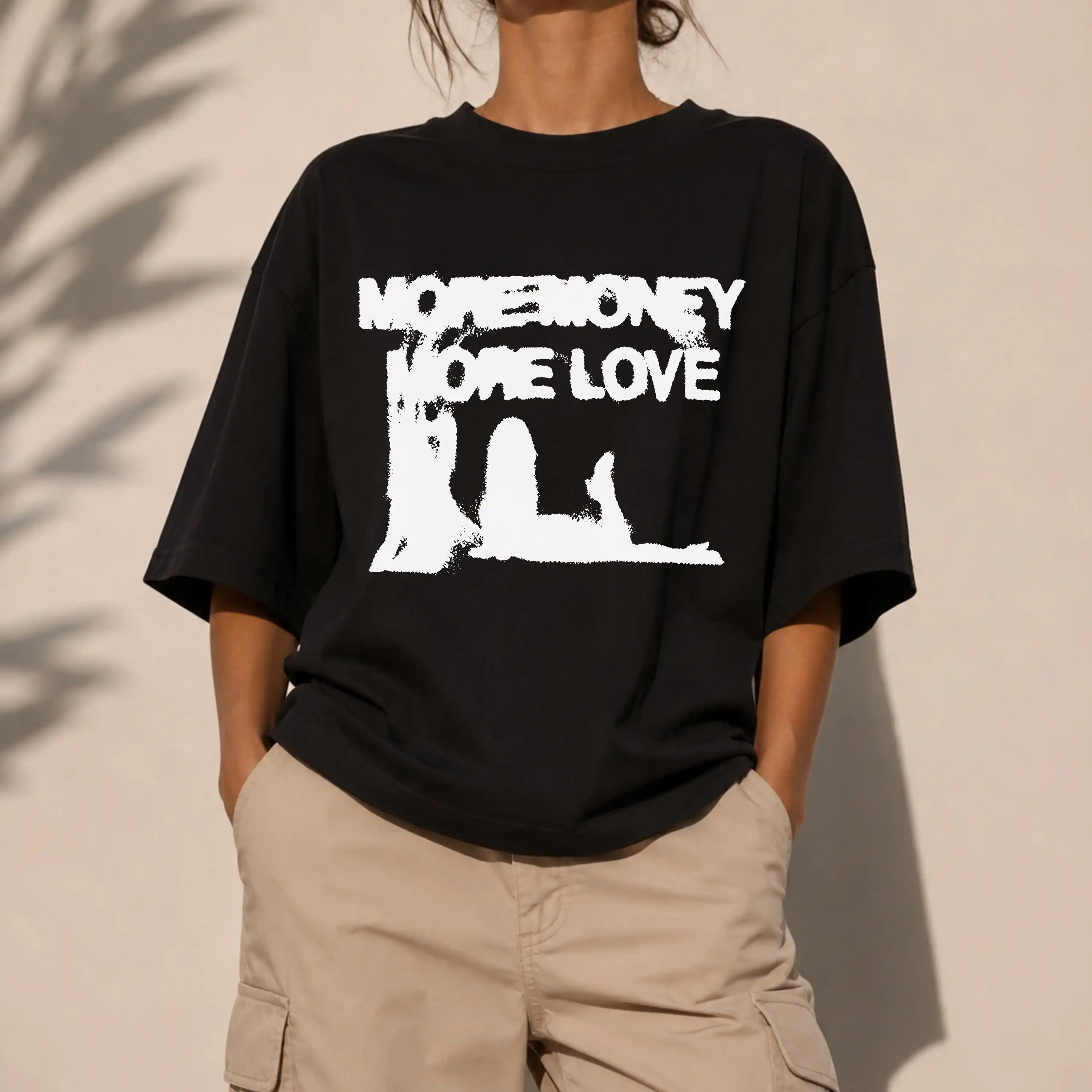 Y2K Skater Tee, More Money More Love Shirt, Minimalist Graphic T Shirt, Oversized Unisex Streetwear Top