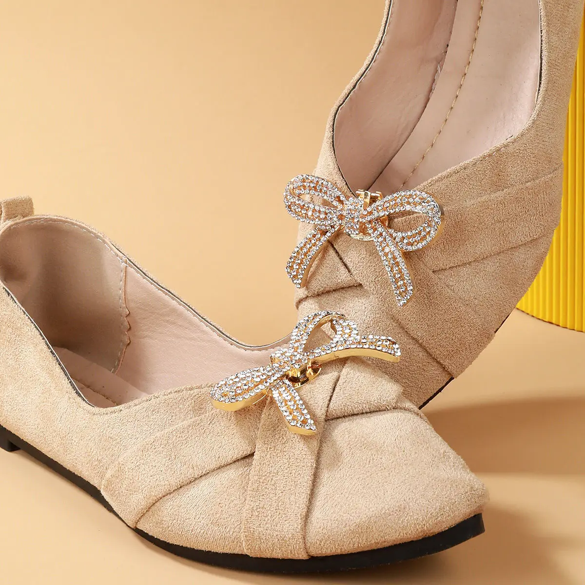Gold Silver Sparkly Diamond Bow Shoe Decoration, Luxury Crystal Flower Clips, Detachable Accessories for Women Pumps and Heels