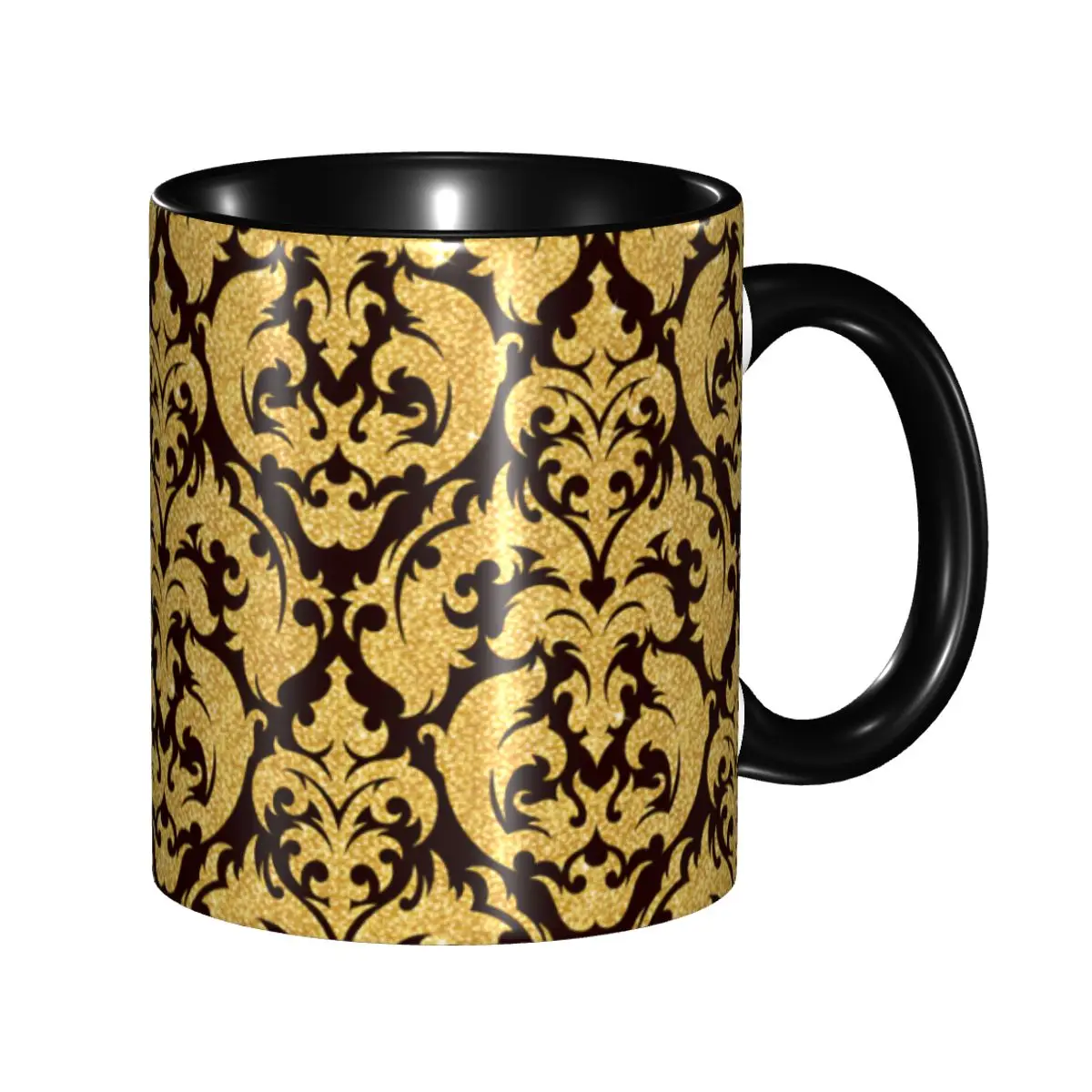 

Custom Luxury Baroque Floral Pattern Coffee Mugs DIY Golden Pattern Ceramic Milk Tea Mug Cup