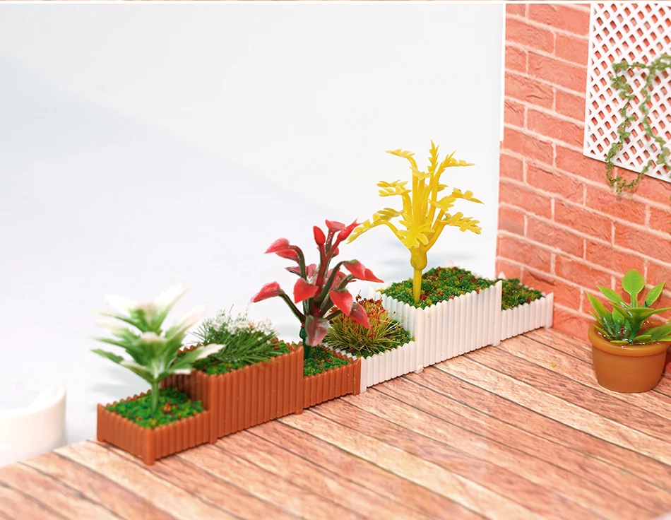 5 Stück 1/75-200 Blumenbeet Sukkulenten-Pflanzentopf Eisenbahn-Parterre Stadtgarten Landschaft HO-Maßstab Modellbahn-Zubehör – Detail 12