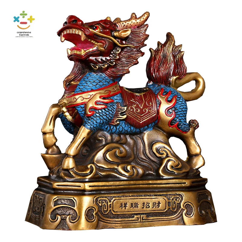 

Copper KIRIN Decoration a Pair of Large and Small Pure Copper Fortune KIRIN Gift Living Room Home Bedroom Decorations Gathering