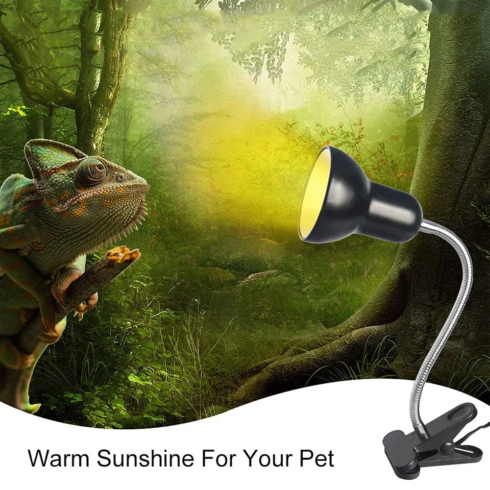 360 Degree Rotation Heating Lamp Lampstand Durable Reptile E27 Lampholder Uva+Uvb Reptiles Dimmable Lampshade for Lizard Turtle