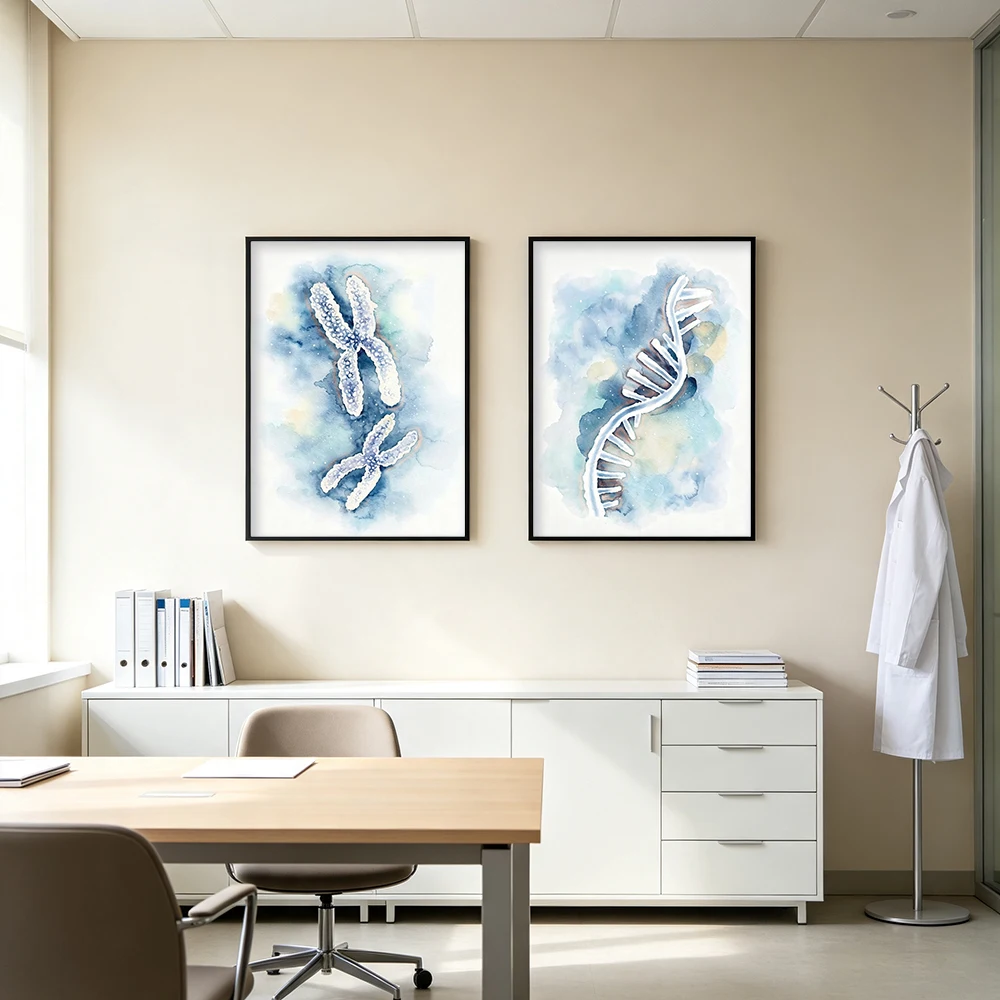 Aquarell-DNA-Doppelhelix-Chrom – Medical Lab Pictures Bewertung und Preis