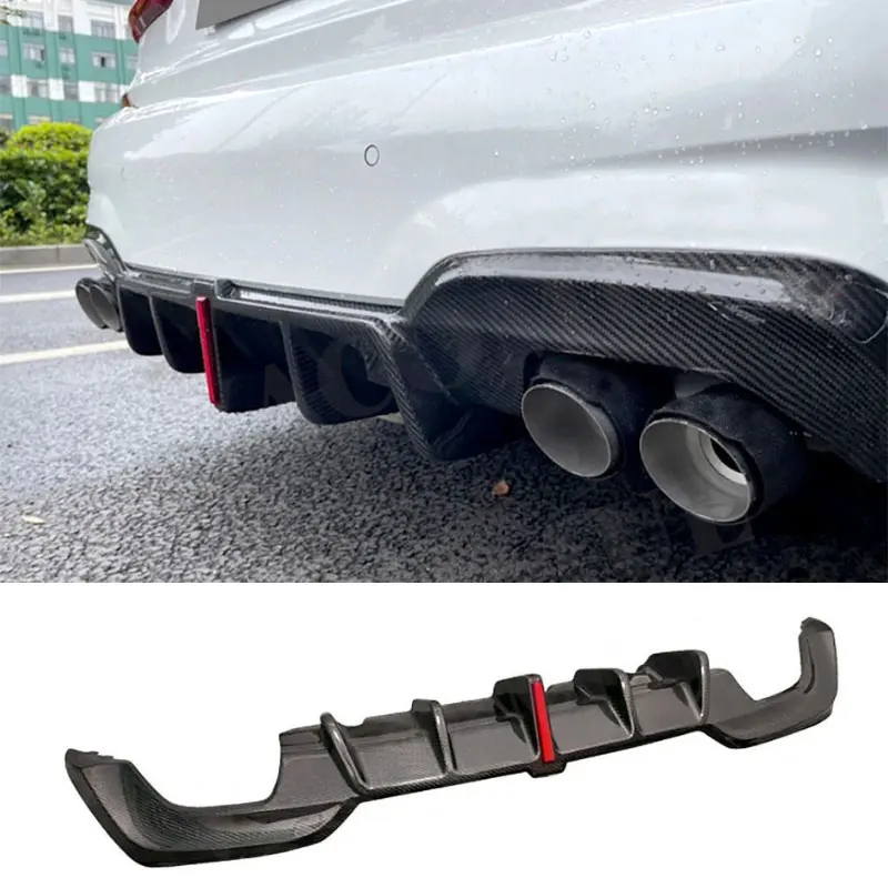

For BMW 3 Series G20 G28 320i 325i 330i 2020-2023 Real Carbon Fiber Rear Bumper Lip Diffuser Trunk Spoiler Exhaust Body Kit