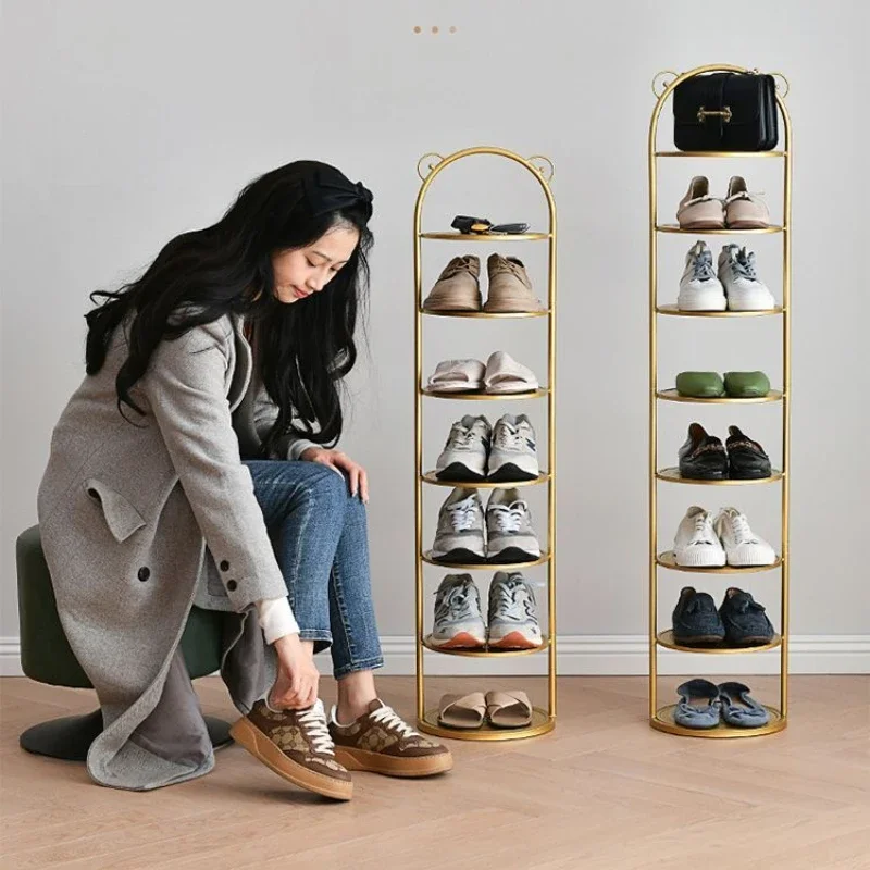 

Shoe Rack Home Door Small Narrow Shoe Rack Shoes Storage Simple Multi-layer Narrow Wrought Iron Indoor Shoes Cabinet Furniture