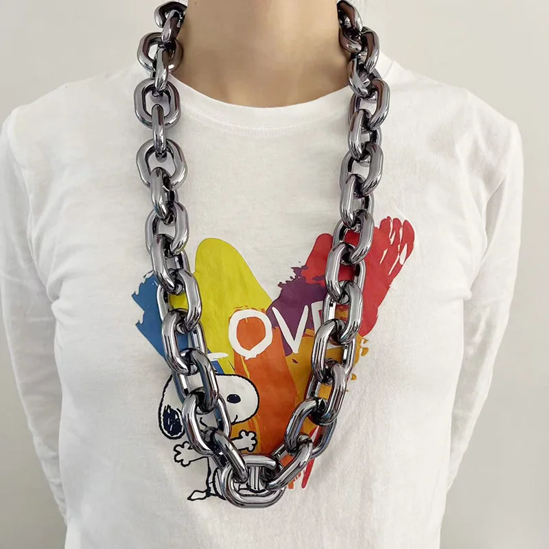 الهيب هوب الاكريليك سلسلة الأشعة فوق البنفسجية مبالغ فيها المجوهرات تقليد قلادة شريط أداء المشاهير الإنترنت #3