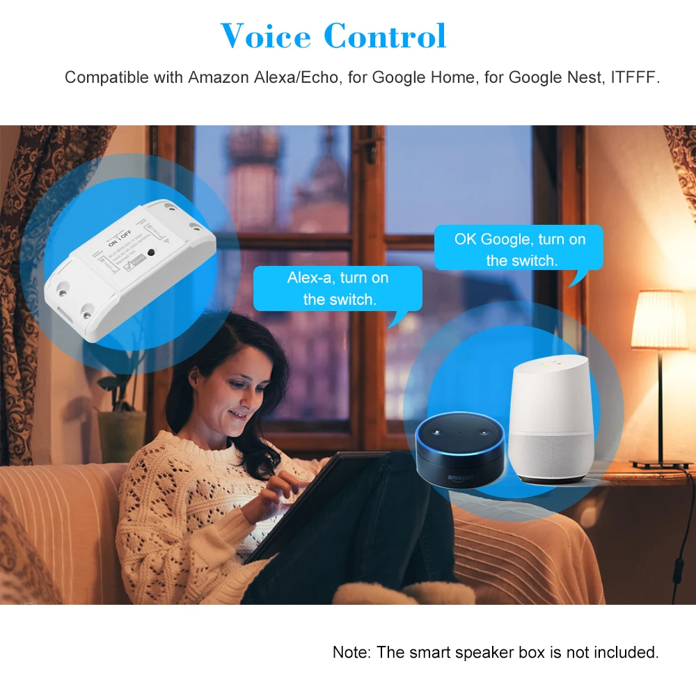 Tuya WiFi 10A/2200W مفتاح ذكي مفتاح بالتحكم عن بعد الموقت APP التحكم الموقت المشترك أمازون أليكسا جوجل مساعد