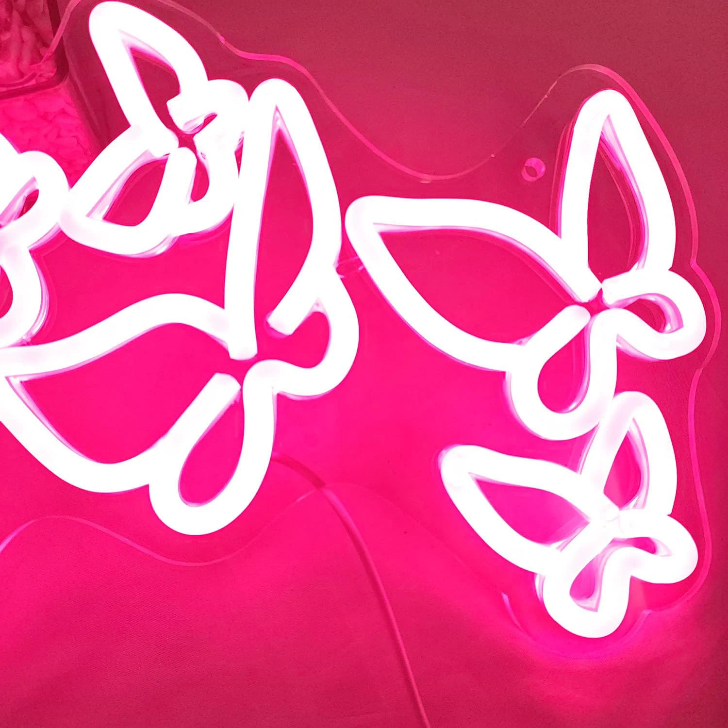 Butterfly Neon Sign, Pink Aesthetic Wall Decoration Adjustable LED Neon Light Signs, Girls Room, Bedroom, Bar, Party