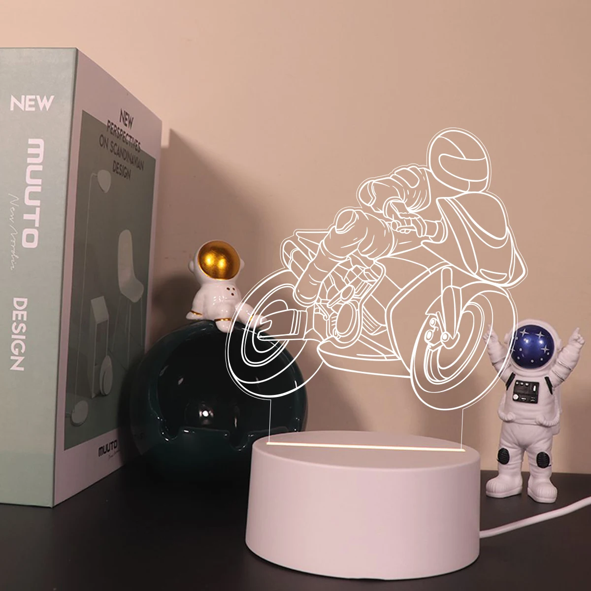

Motorcycle Modern Creative Table Bedside Lamp Acrylic Night Lights Gift Birthday Christmas Gifts For Kids Toys