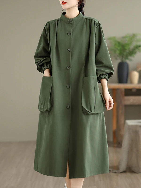 Długi płaszcz damski Briti Sle na jesień 2025, nowy, luźny, casualowy płaszcz wierzchni z dużymi kieszeniami, średniej długości wiatrówka.