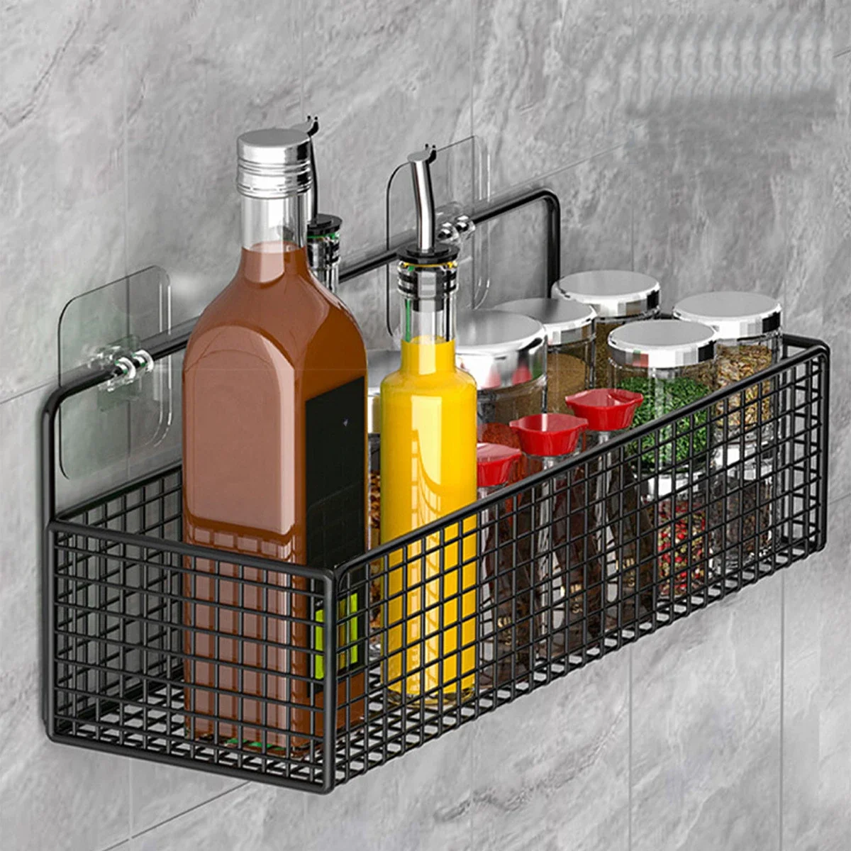 

Portable Hanging Wall-mounted Storage Rack No-drilling Bathroom Onion Garlic Seasoning Organizer Kitchen Storage Basket Moisture