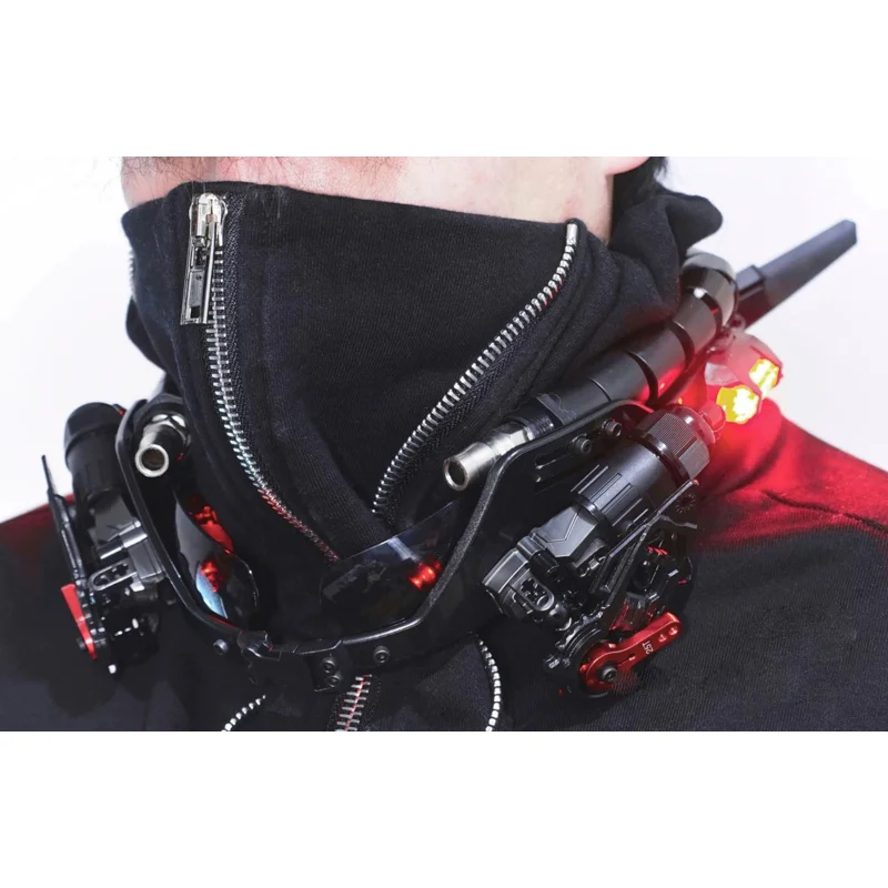 Rauchen macht elektronische Punk Kragen Cosplay Cyberpunk Requisiten Maske Flügel Ring Halloween Geschenk Halskette LED Licht