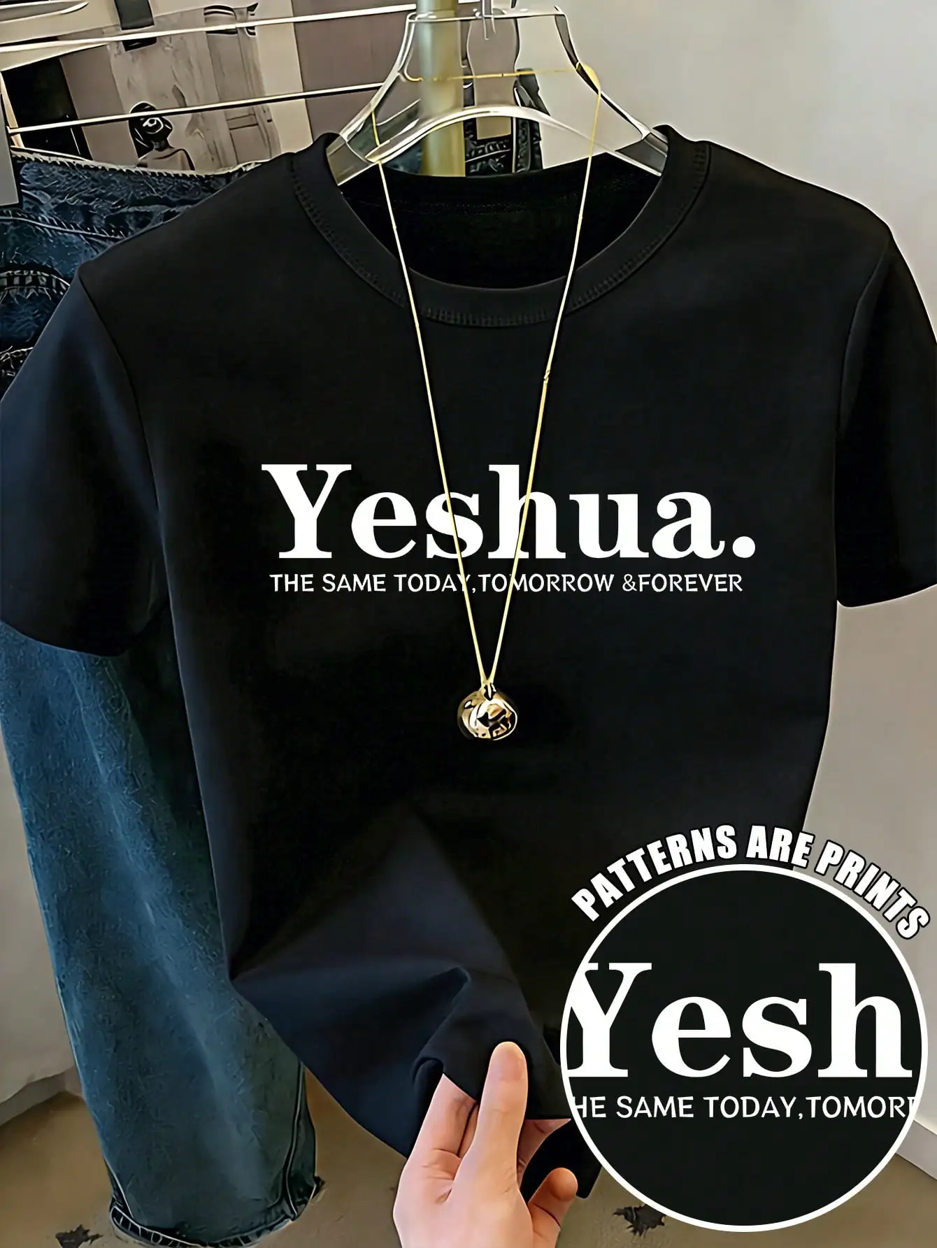 Women Round Neck Letter Print Summer Casual Short Sleeve T-Shirt Yeshua THE SAME TODAY, TOMORROW FOREVER Graphic Tees Women Tops