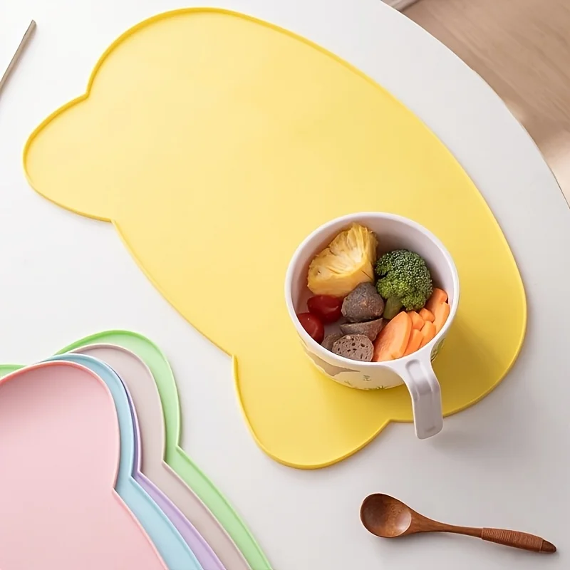 Cute Cat‑Shaped Silicone Placemat, Easy‑to‑Clean Abrasion‑Resistant Portable Dining Mat, Heat‑Resistant Table Pad