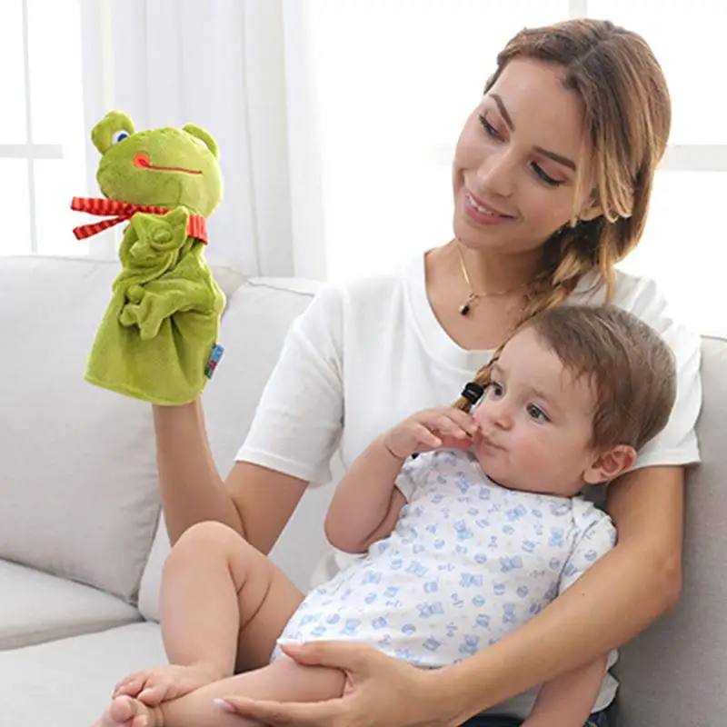 Stuffed Plush Animals Toys Hand Finger Story Puppet Kawaii Dolls Educational Baby Toys Duck Frog Monkey Children Gift