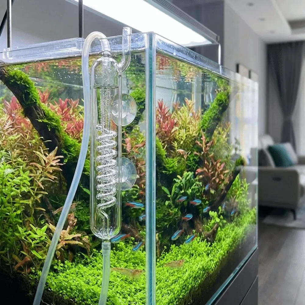 Glass CO2 Bubble Counter High Transparent Without Blocking CO2 Diffuser Practical with Suction Cup Dioxide Reactor Water Plants