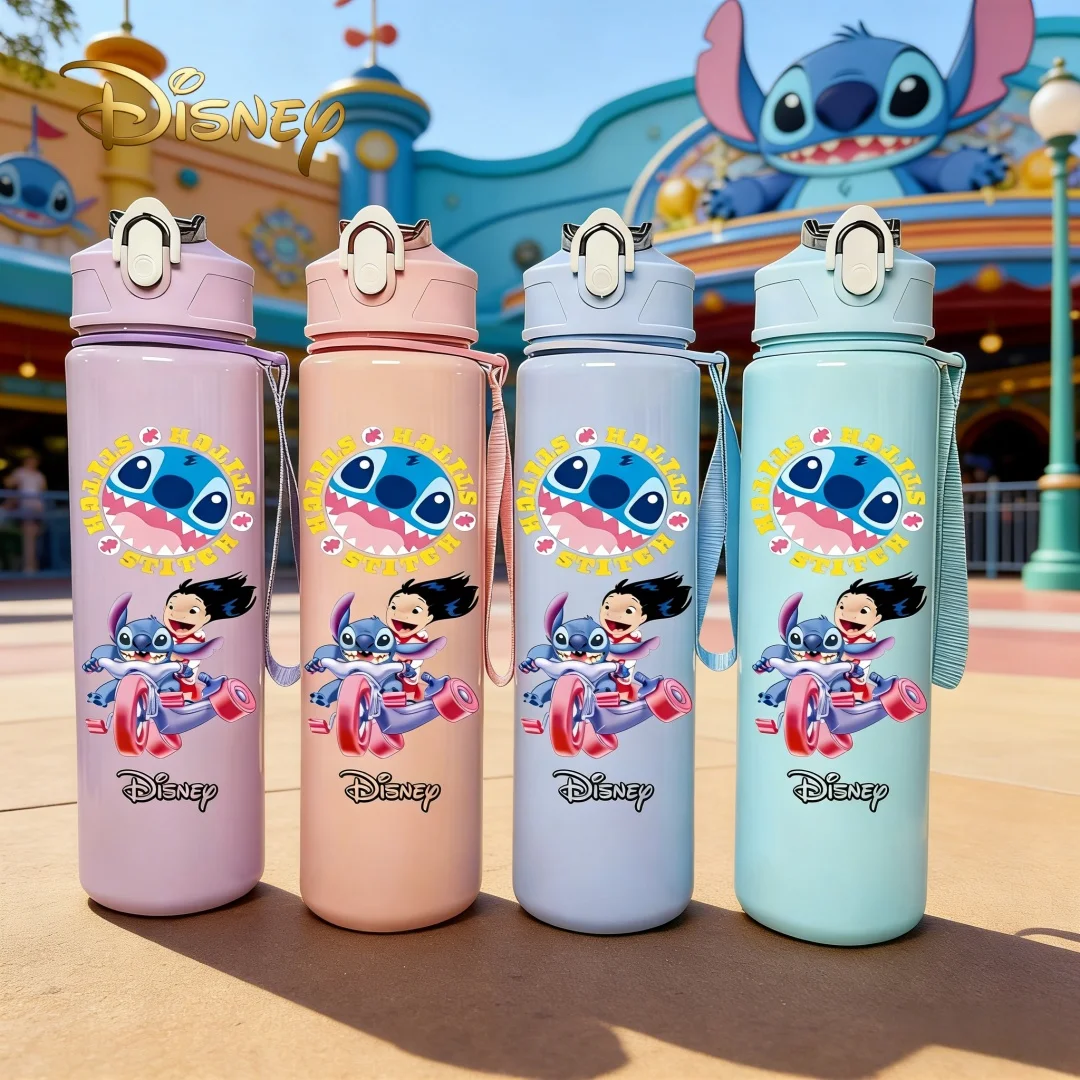 

Бутылка для воды с 3D-принтом Стича и Ангела, новая крышка с кнопкой-защелкой, многоразовая легкая дорожная кружка, прочная, без BPA
