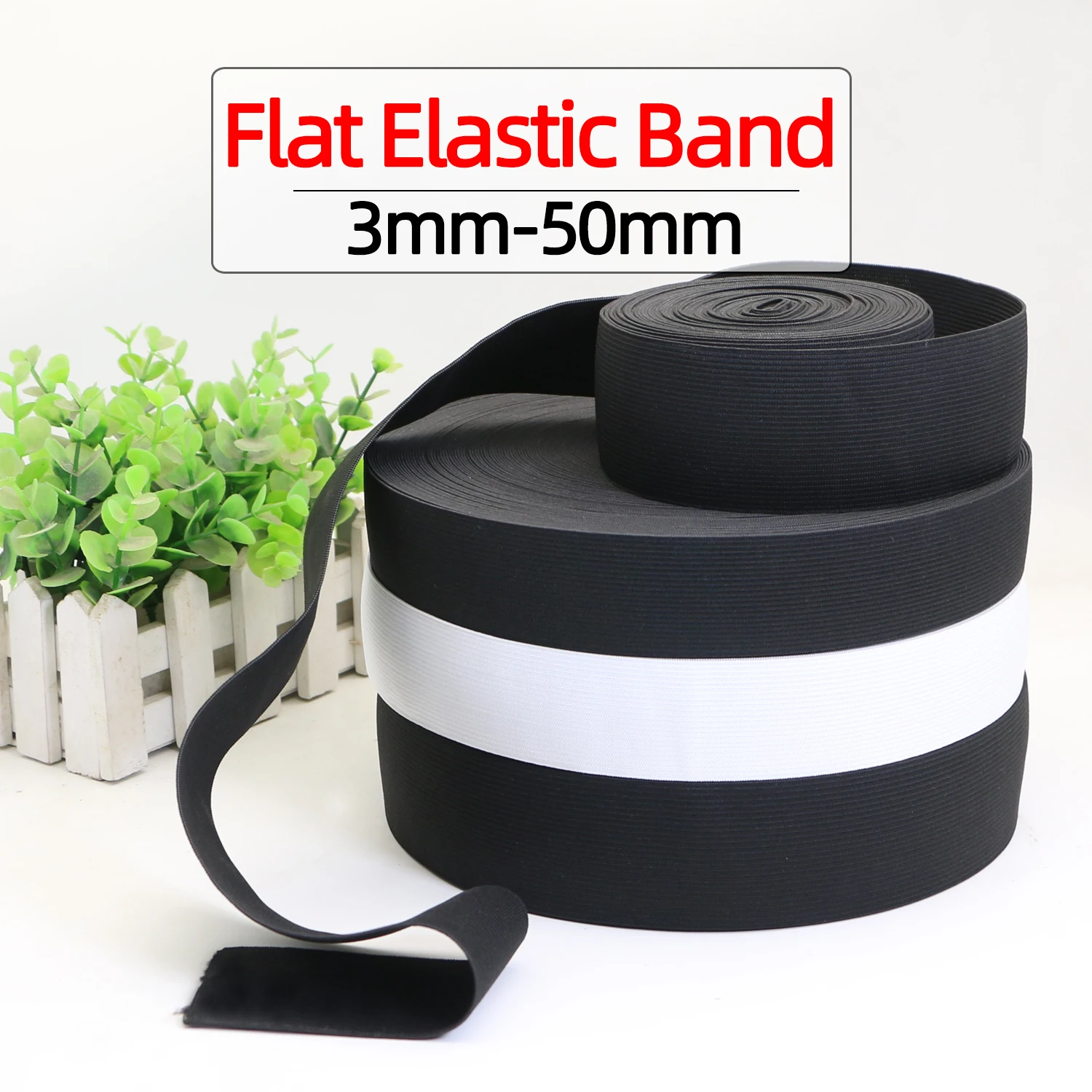 1 Meter Flat Elastic Band Rubber Band For Sewing Clothing Pants Accessories Stretch Belt Garment DIY Sewing Fabric Width 3-60MM