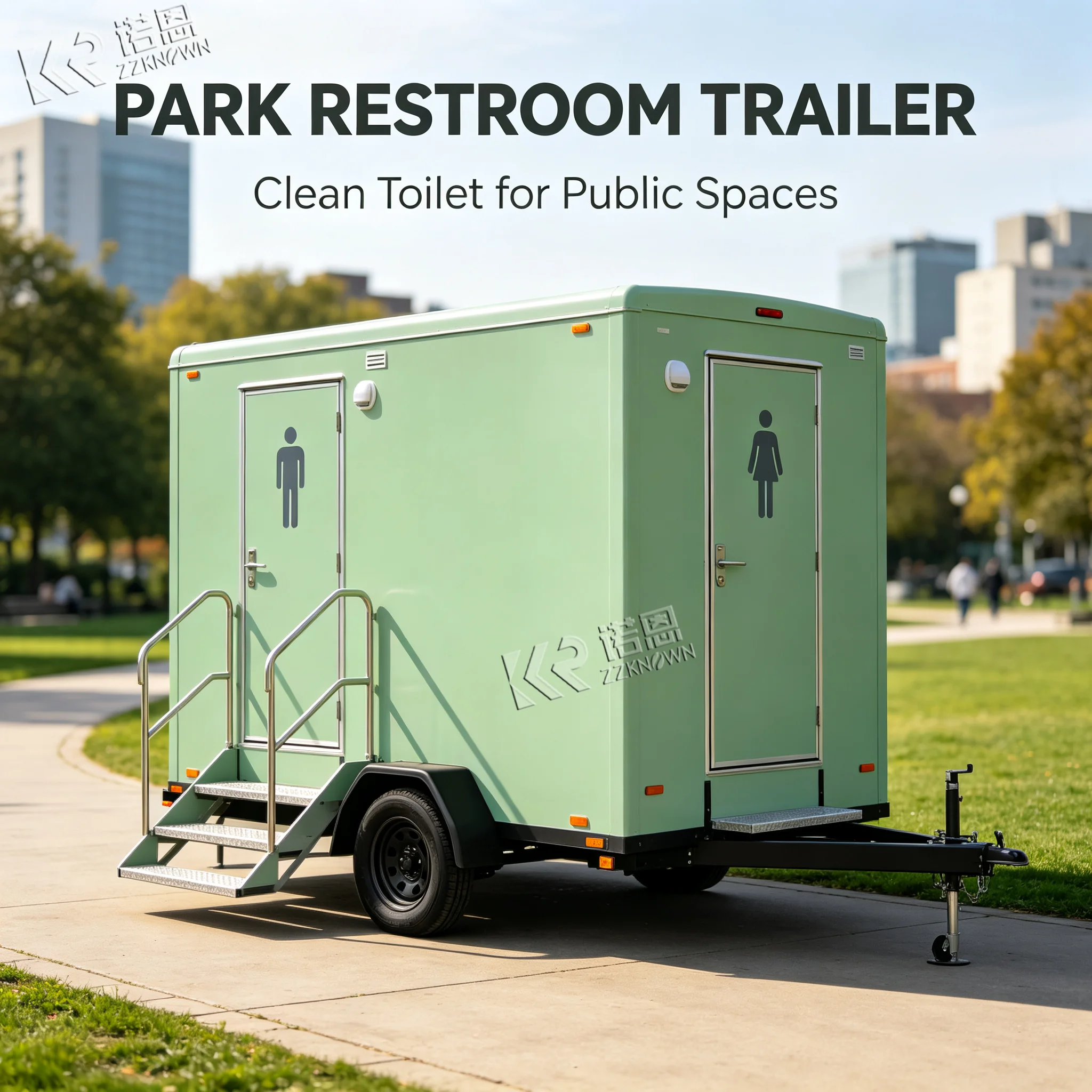 Portable Toilet Shower Combo Trailer Mobile Restroom Flush System Eco-Friendly for Camping Construction Use