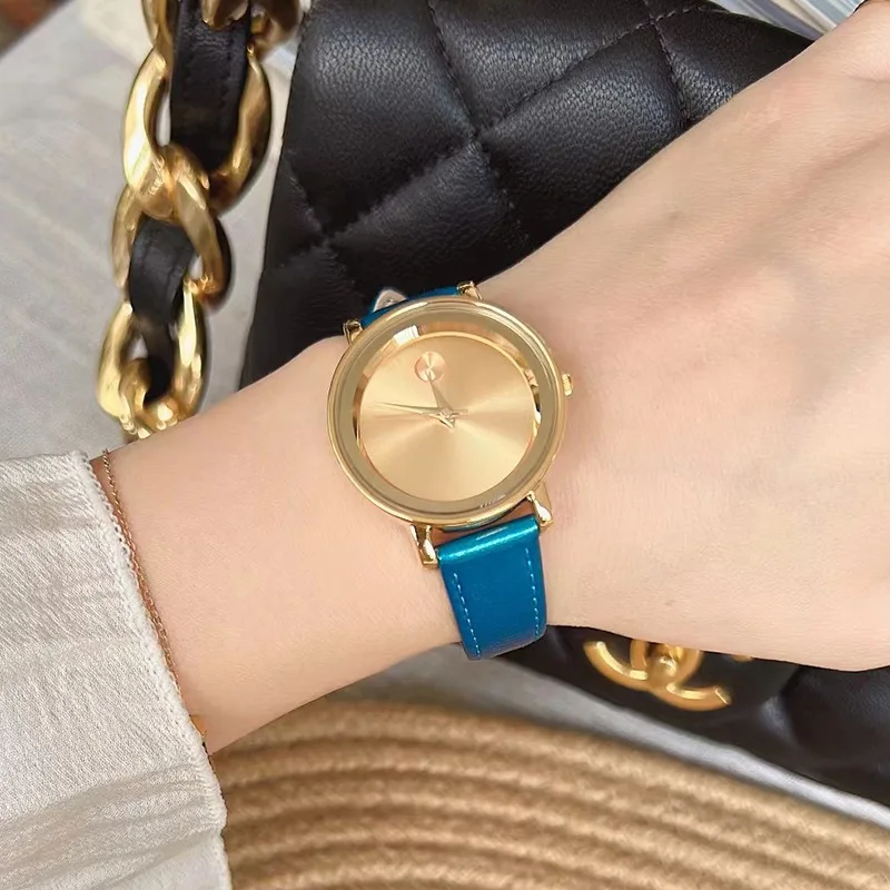 New trendy popular women's round elegant retro belt simple classic automatic waterproof quartz watch luxury birthday gift