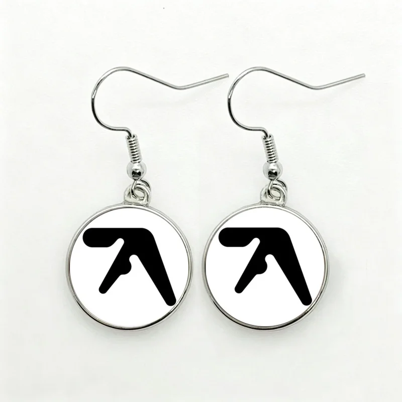 Punk Aphex Twin Logo Drop Earrings Funny Hip Hop Rock Band Glass Round Jewelry For Women Girls Gift