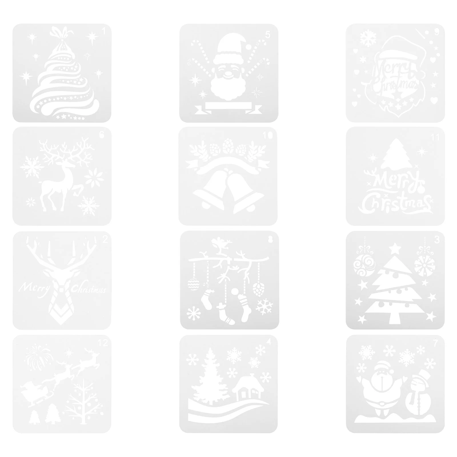 

12 Pcs Window Decor Christmas Elements Stencils Template DIY Decoration Drawing