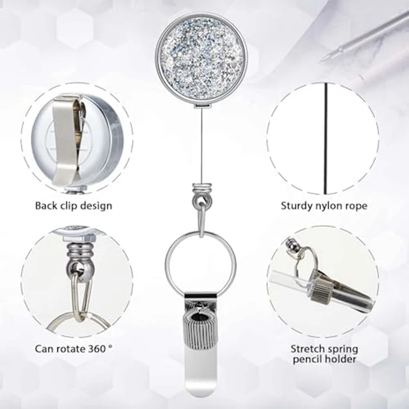 حامل قلم رصاص قابل للسحب مع مشبك ، بوصة ، سلسلة مفاتيح بكرة القلم ، نجارين ، ممرضة ، عمال ، ميكانيكا