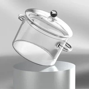 وعاء شوربة زجاجي شفاف مقاوم للحرارة ، حساء ووعاء ، وعاء زجاجي منزلي ، أواني المطبخ ، تحريض موقد الغاز أفضل 8 تجهيزات مطابخ زجاجية تعريفية للمبيعات - No8