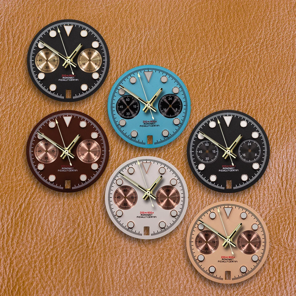 S Logo 29.5mm New Panda Dial 6 o'clock Suitable for VK63 VK64