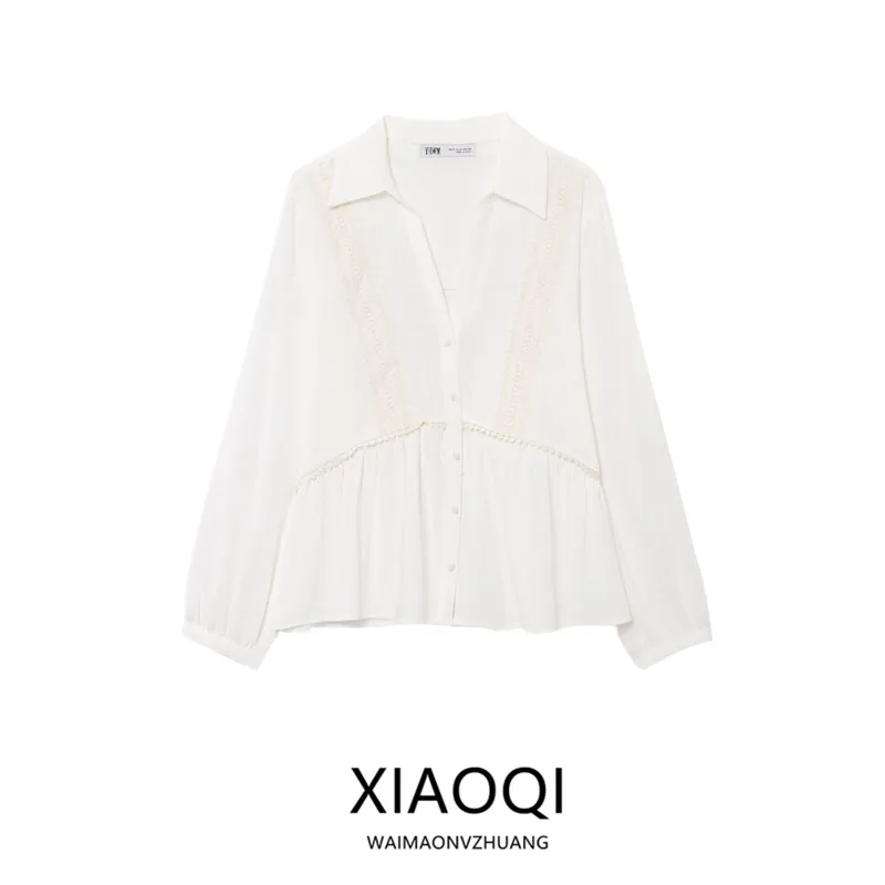 2025年夏新作 レディース リネン混紡 ホリデースタイル 長袖 襟付きシャツ 多機能 ルーズフィット レギュラー丈 プレミアム品質