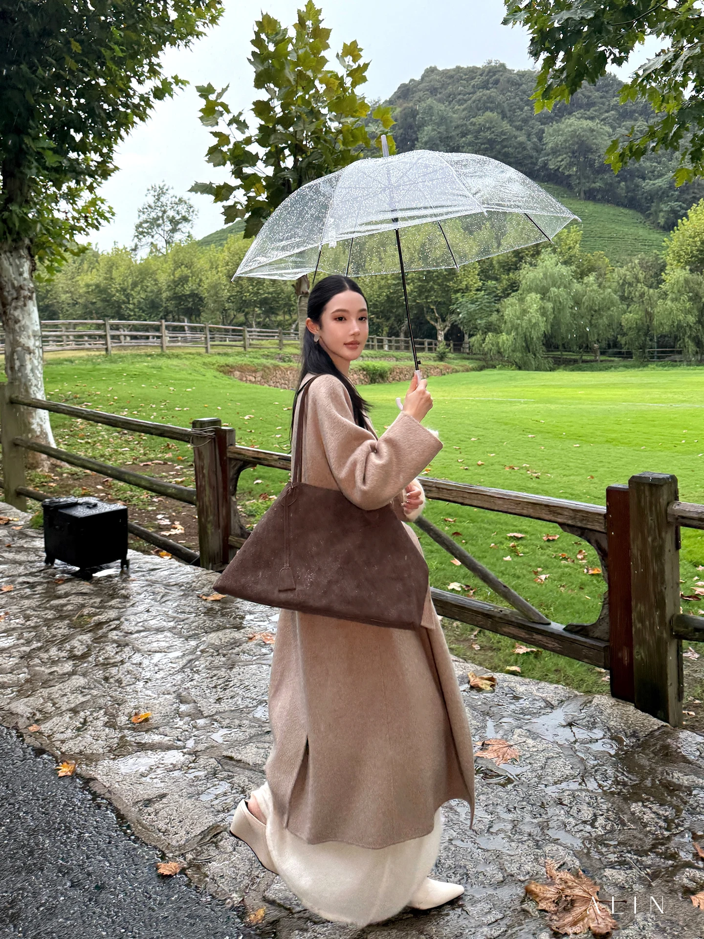 

Женское шерстяное пальто Aline с меховой подкладкой, средней длины, осенне-зимнее, из твида, свободного кроя, двубортное, без рукавов