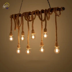 LED Pendant Lights Retro Hemp Rope Hanging Lamps Industrial Vintage Loft Living Room Dining Tables Home Decoration Pendant Lamp