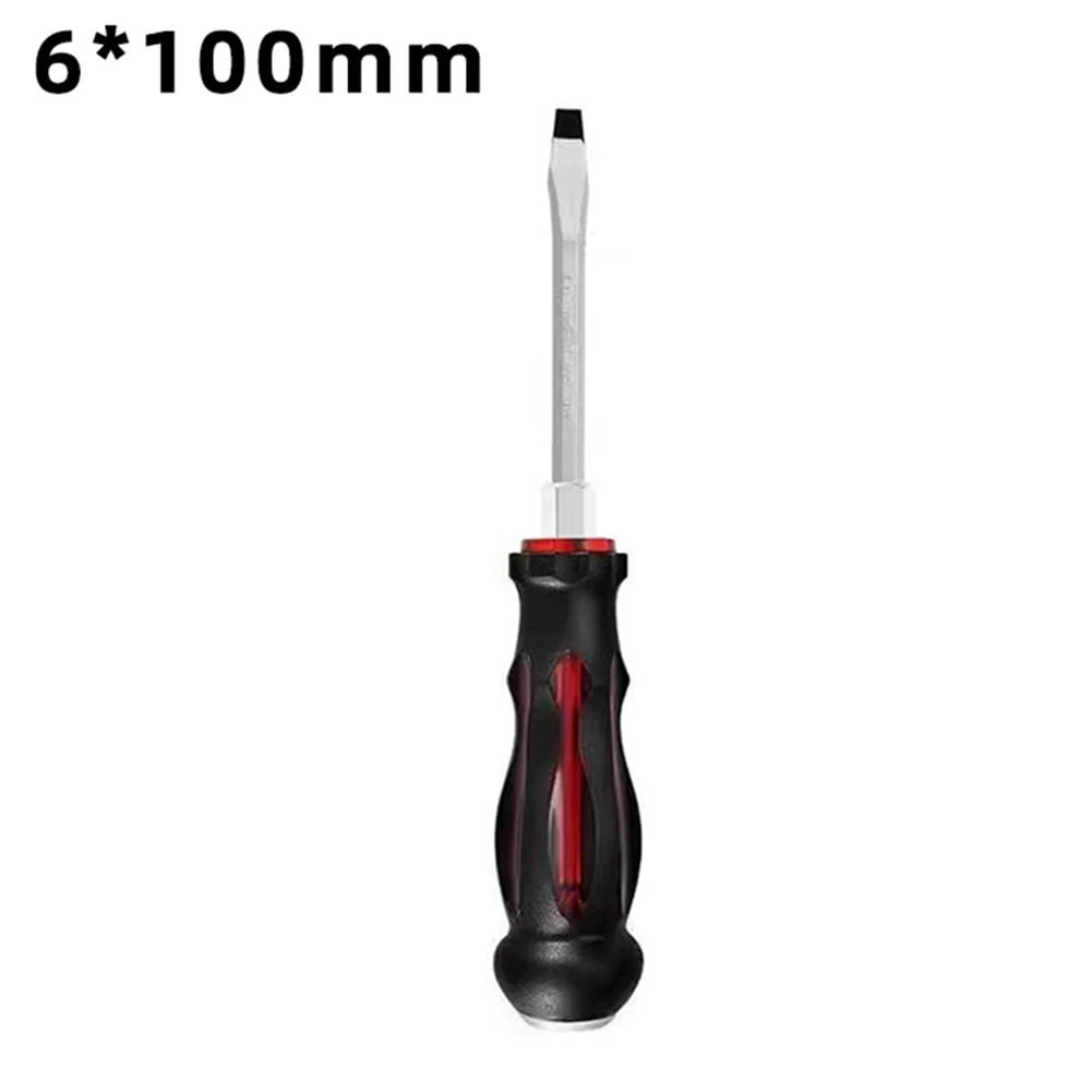 Chrome Vanadium Steel Screwdriver Magnetic Tapping Screwdriver Blackened Head Chrome Vanadium Steel Non-slip Handle