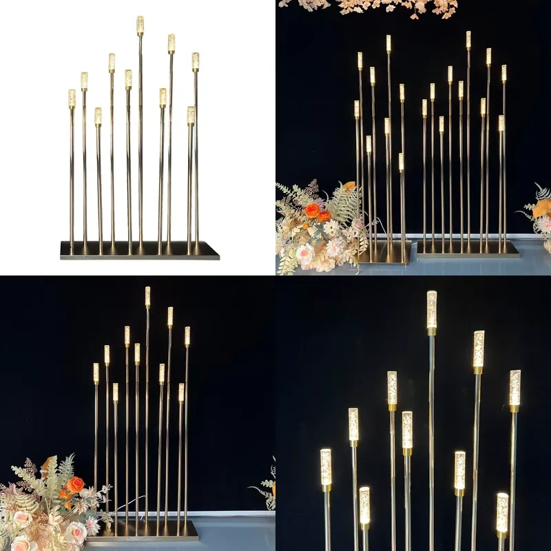 for Golden Tall LED Decorative Standing Light Wedding Background Stage Aisle Guide Lamp