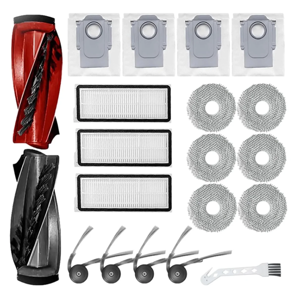 20 PCS Accessories Kit for Roborock Qrevo Curve/P20 Pro Robot Vacuum Attachments Main Side Brushes Dust Bag Filter Wipes