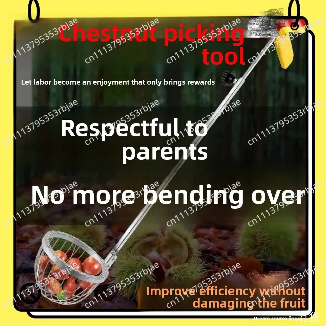 Retractable Nut Collector, Labor-saving Chestnut & Fruit Picker, No Bending Over Harvest Clip