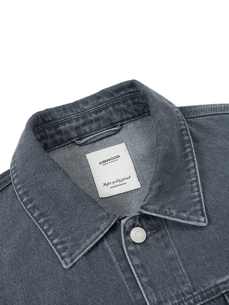 SIMWOOD-Veste en Denim Surdimensionnée pour Homme, Combinaison Classique Délavée, 12oz, Nouvelle Collection Automne 2024