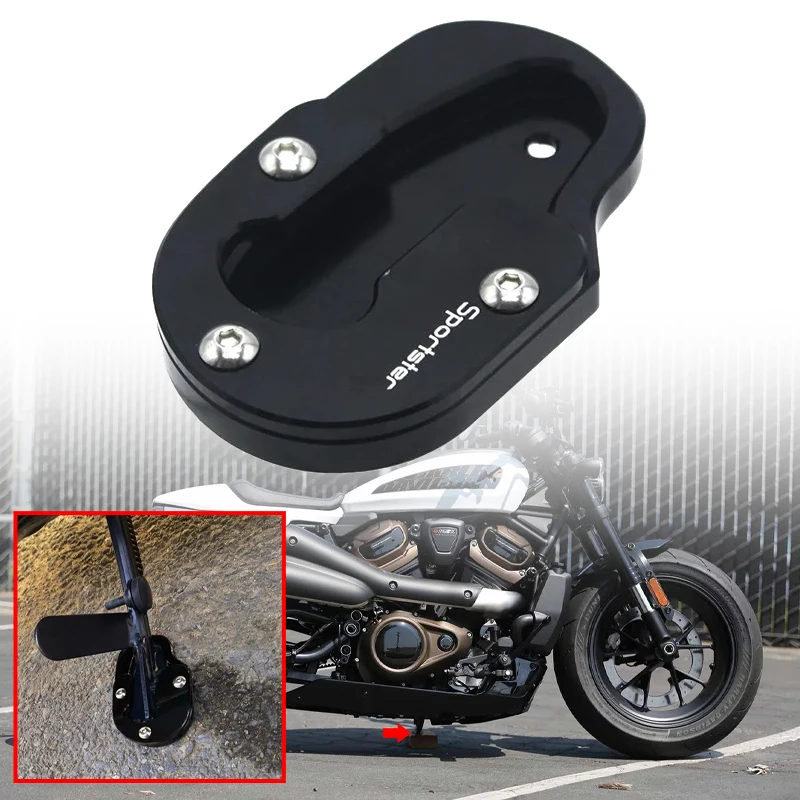 

For Harley Sportster S RH1250 1250S 2021-2022 Motorcycle Accessories Foot Side Stand Enlarger Plate Kickstand Enlarge Extension