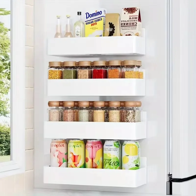 Double Pack Magnetic Refrigerator Storage Bins - Durable Space-Saving Kitchen Organizers for Efficient Fridge Use