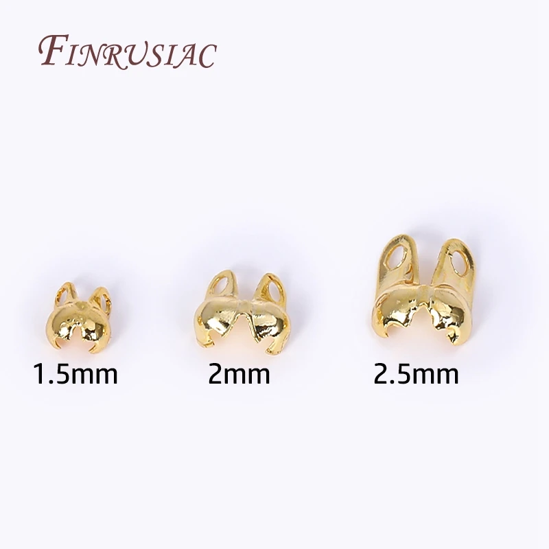 18K Gold Plated Ball Chain End Connector Crimp Bead Tip Knot Cover for Jewelry Connector Clip Clasp Fittings Components