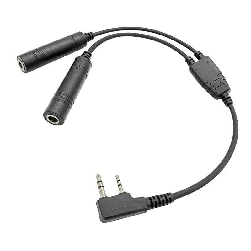 T23C 3X GA Dual Plugs Aviation Headphone To 2-Pin Pilot Headset Connector Convert Cable For Baofeng UV-5R 888S Kenwood