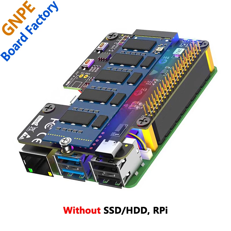 Raspberry Pi 5 PCIe เพื่อ M.2 NVMe SSD 2280 SSD พร้อมพัดลมคู่3in1บอร์ดขยาย