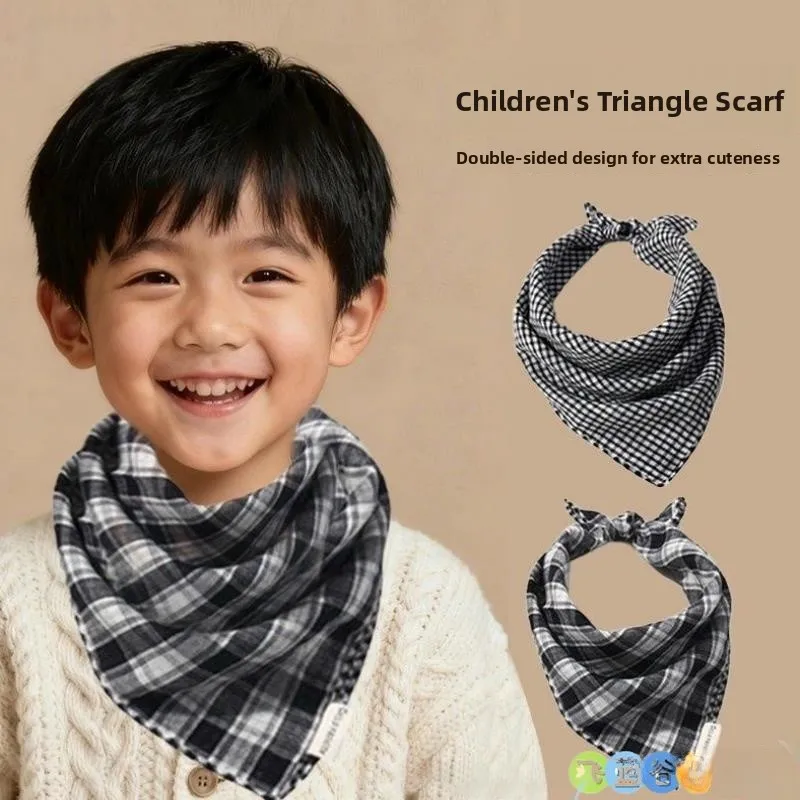 

Spring Autumn Thin Plaid Children's Scarf Boys Girls Baby Bibs e Scarves Kids Faion Accories Fly Blue Valley