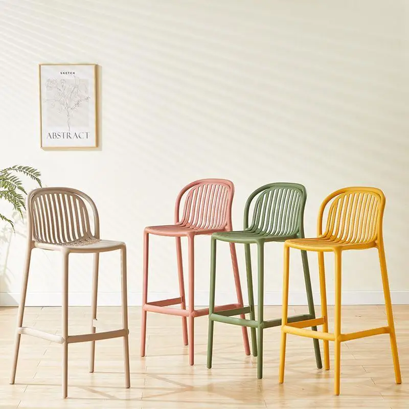 Modern simple household stackable plastic bar chairs, bar outdoor high stools