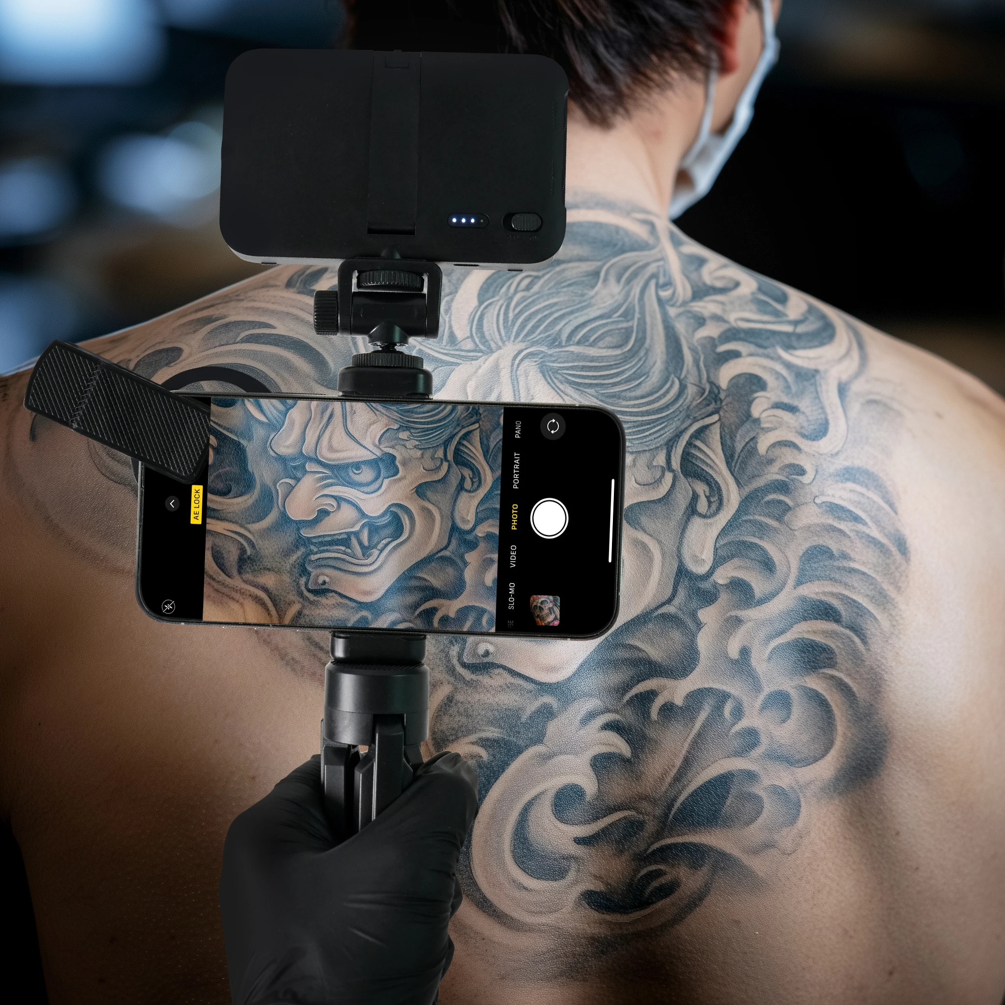 

120 LED Tattoo Reduce Reflected Light Tattoo Fill Light with 52mm CPL Lens Filter Tattoo Photograph Light Compatible Any Phone