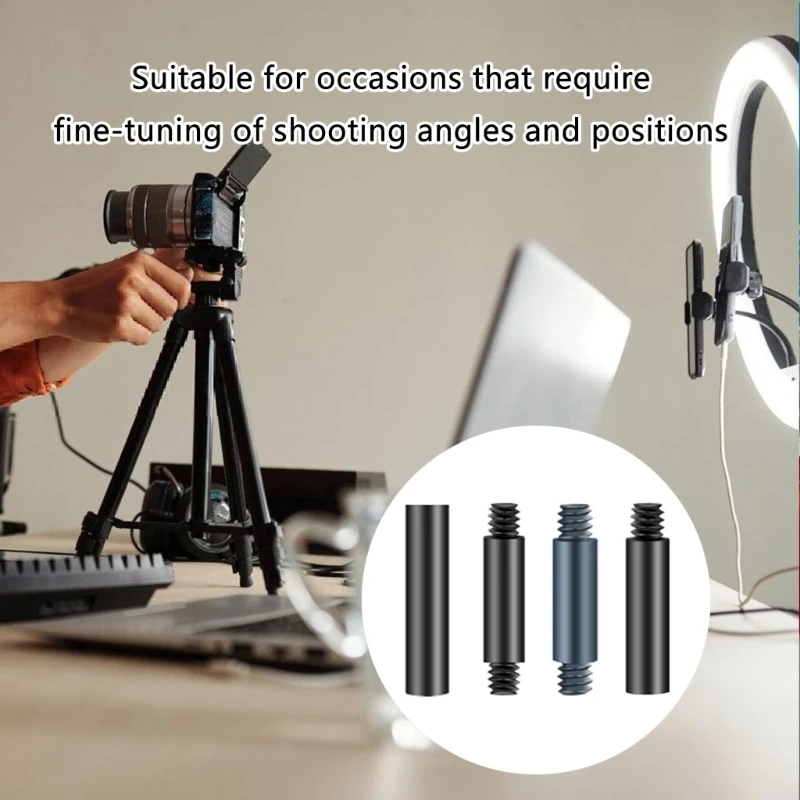 ก้านต่อขยายโลหะที่ทนทานสำหรับขาตั้งกล้องและตัวยึดกล้องพร้อมส่วนต่อการถ่ายภาพเกลียวตัวผู้และตัวเมียขนาด 1/4 นิ้ว
