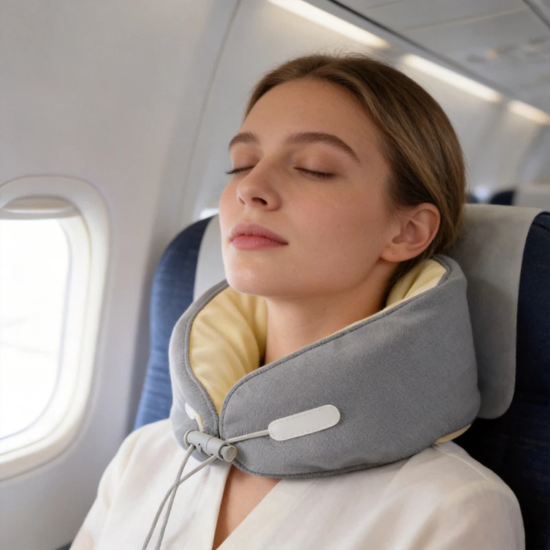 

Мягкая U-образная дорожная подушка для шеи с наполнителем из микрошариков и регулируемой застежкой-шнурком, поддерживающая подушка для шеи с наполнением из частиц