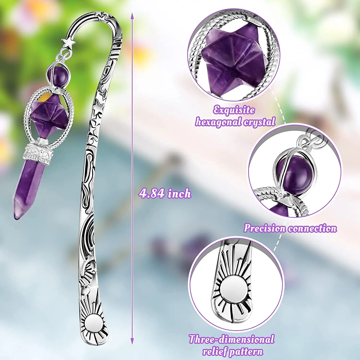 Винтажная металлическая Закладка фиолетовая фотография Подвеска-маркер подарки для женщин учителя